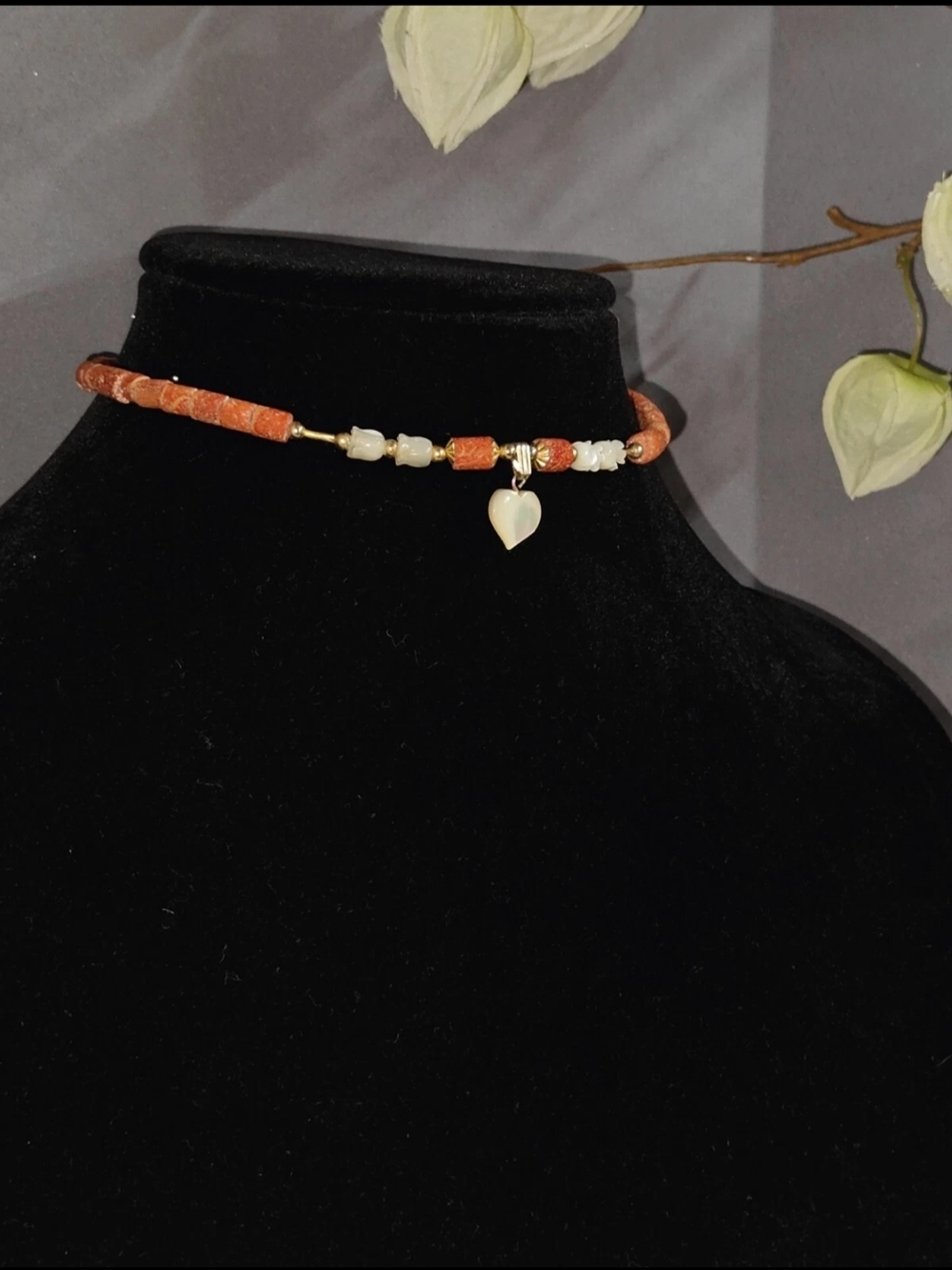 Vintage Tube Sponge Coral  With Rose Shaped Mother Of Pearl